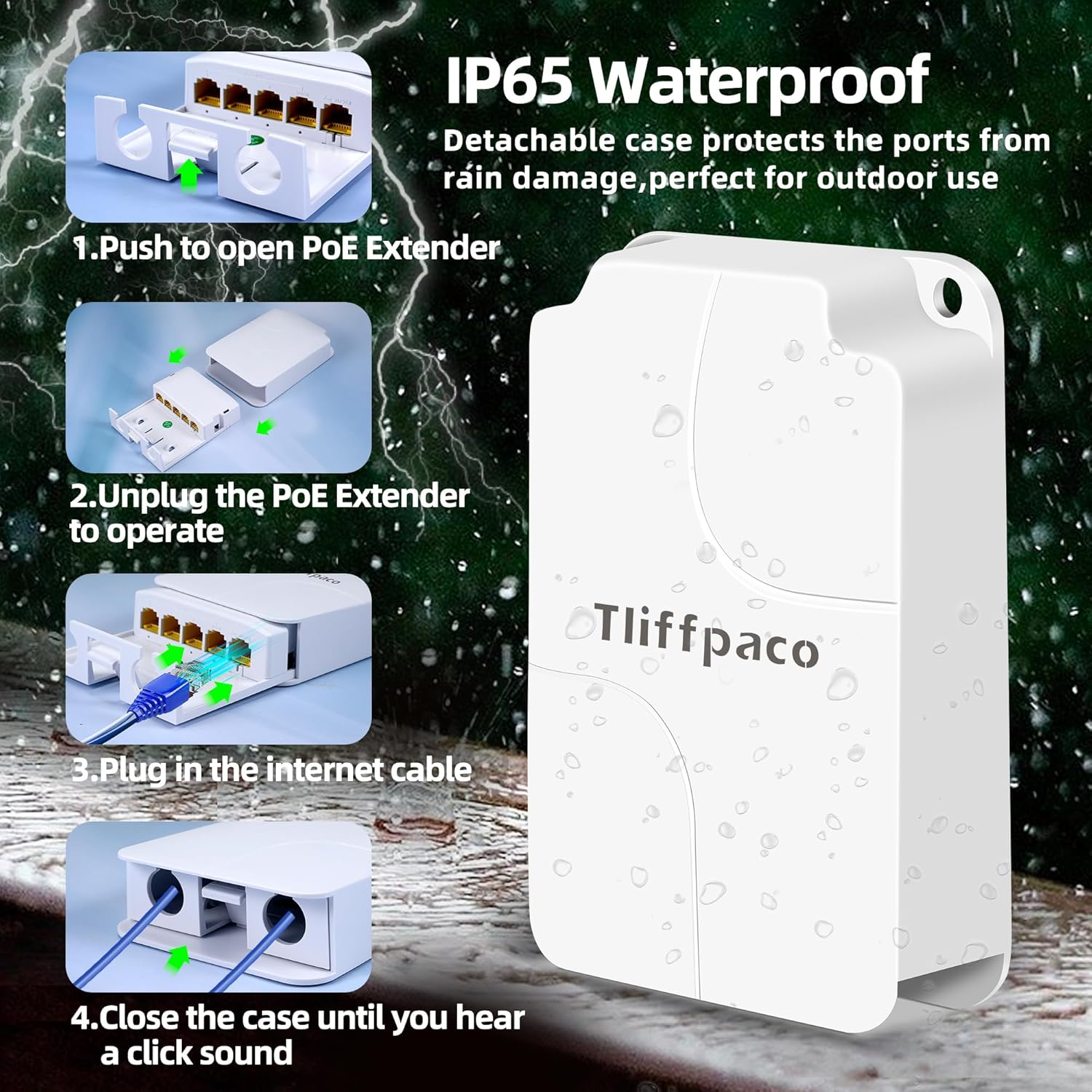 Outdoor Gigabit PoE Extender, 5 Port PoE Repeater, 90W in 60W Out Switch, Waterproof, Vlan, IEEE802.3af/at/bt Extend Additional 100m(328ft), 10/100/1000Mbps, Wall Mount Plug and Play
