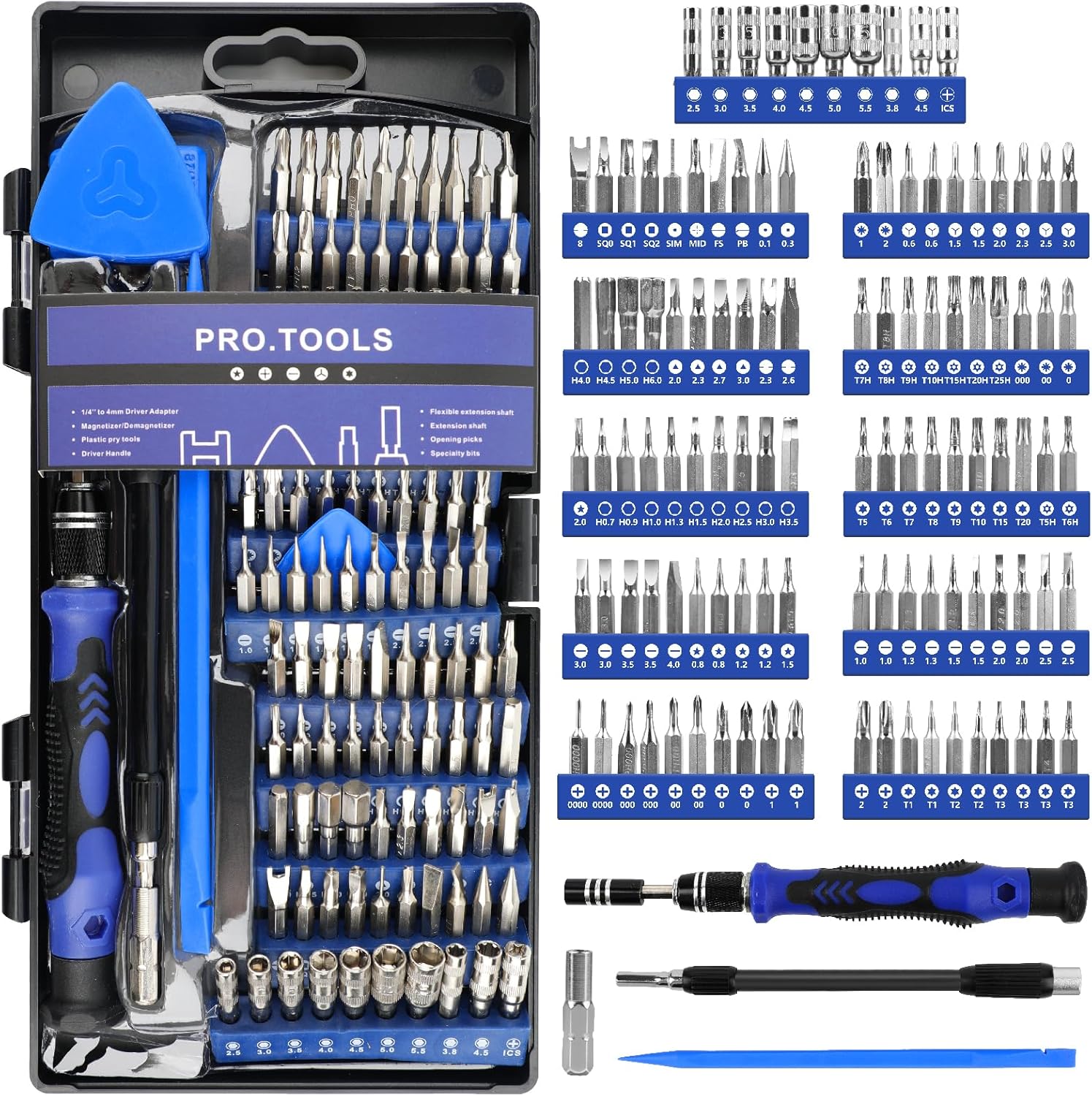 124 in 1 Precision Screwdriver Set, Electronics Mini Repair Tool Kit, Small Magnetic Screw Driver Kit with Flexible Shaft & Extension Rod for Computer, Laptop, Smartphone, PC, Game Console, Watch