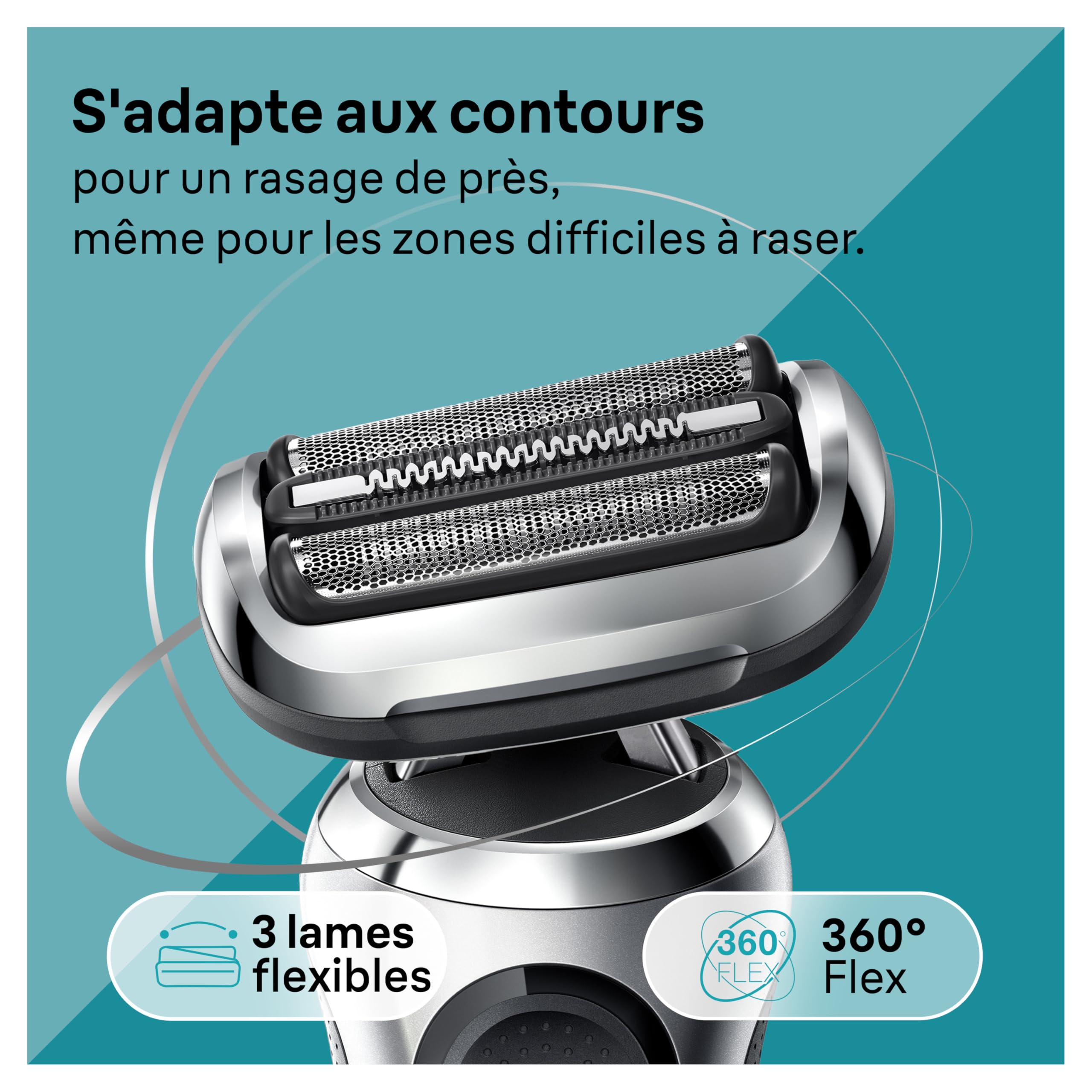 Braun Rasoir Electrique Homme Series 7 70-S7200cc Argent, A Grille, Sans Fil, Étanche, Rechargeable, Coffret De Rasage Avec Station De Nettoyage, Tondeuse Même Pour Les Barbes Dures