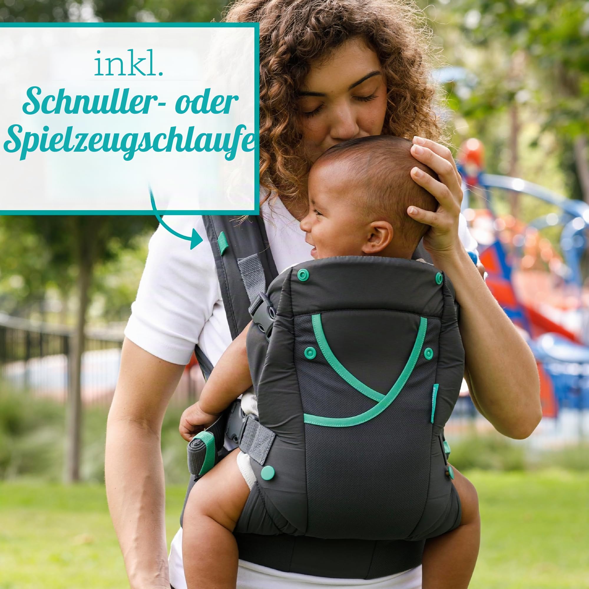 Infantino Carry On Active Babytrage, Ergonomische Multi-Taschen-Babytrage für Neugeborene bis Kleinkinder 3,6–18,1 kg mit Gepolsterten Trägern, Stauraum am Lendengurt, Grau