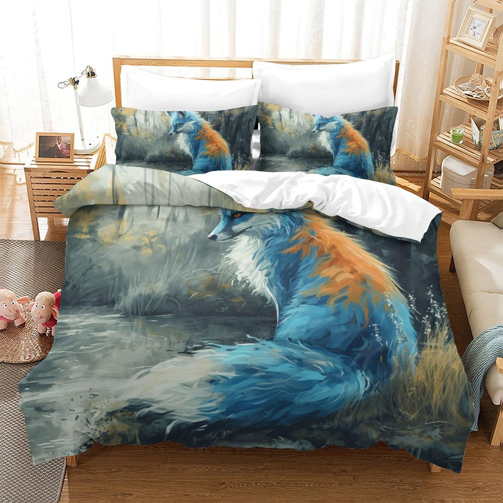 Housse de couette renard 3D respirante et super douce 220x240