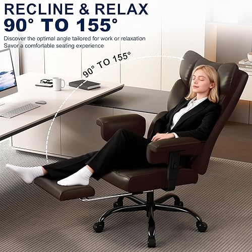 Miniatura 4 de Misolant Silla de oficina grande y alta con reposapiés, silla de escritorio ejecutiva de respaldo alto con reposabrazos de elevación ajustable,