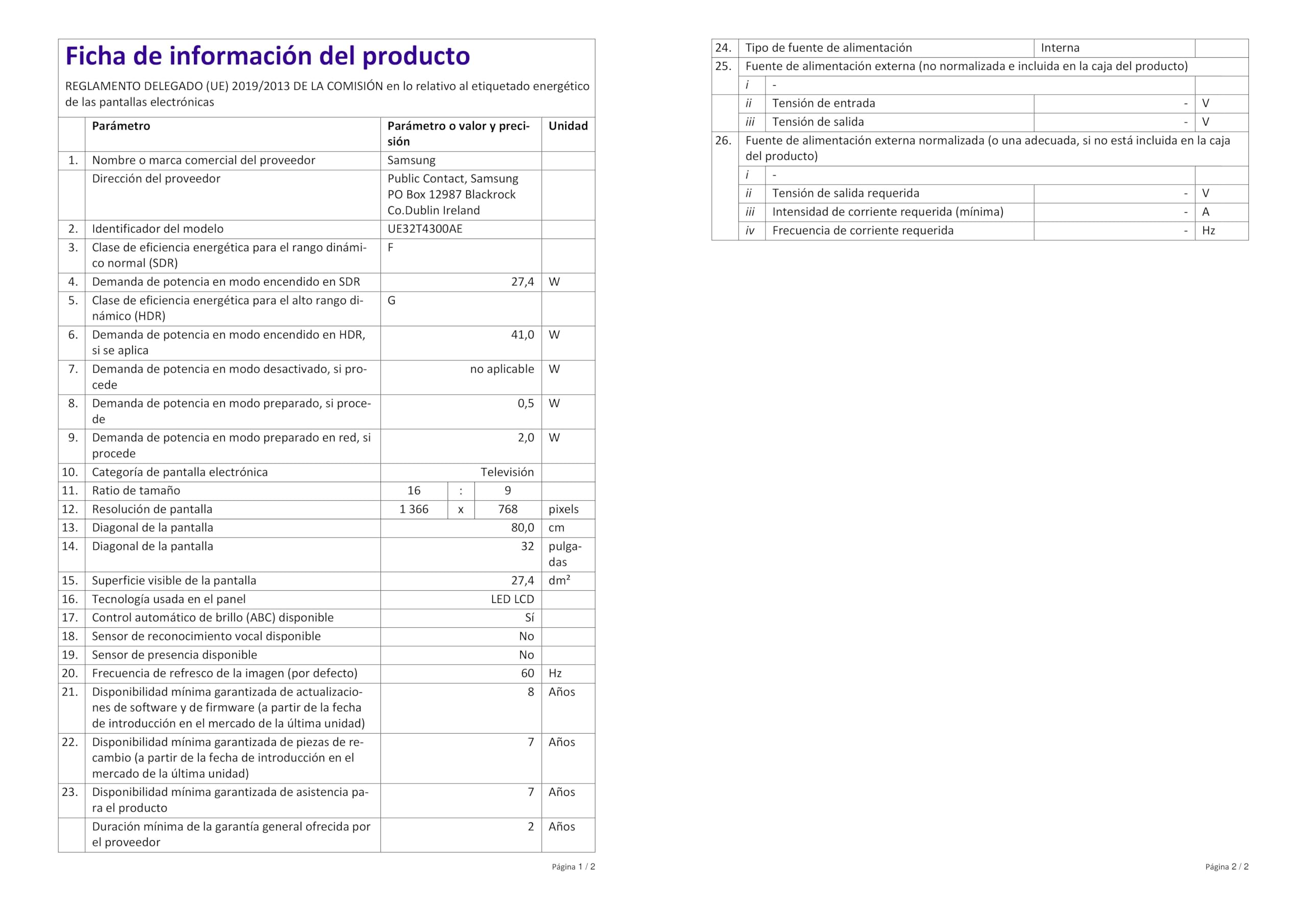 Samsung UE32T4300A Téléviseur LED 32 Pouces