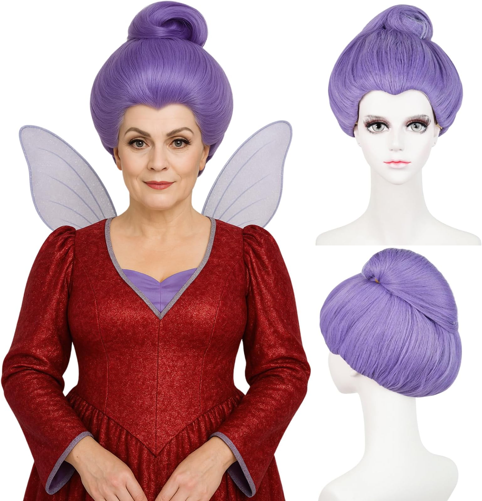 Godmother Wig for Women Light Purple Short Pre-styled Sea Witch Wig Hair + Ca...