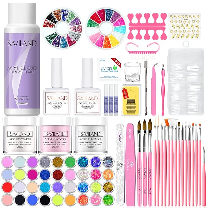 Saviland Acrylic Nail Kit Professional Acrylic Powder and