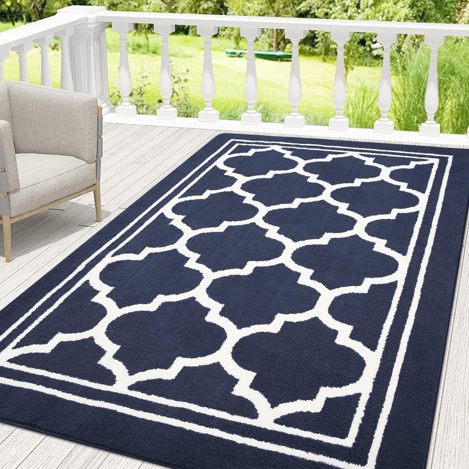 Homaxy Washable Door Mats Indoor, Dirt Trapper Mat, Absorbent Non-Slip Entrance Rug, Low Profile Doormat for Entrance, Inside, Front Back Door, Pets and Dogs— 120 x 180 cm, Navy Blue — image 1