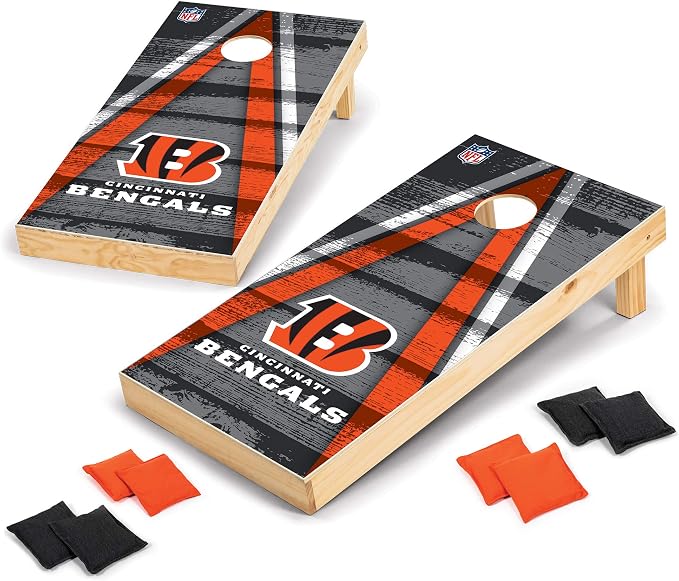 NFL Pro Football 2' x 4' Wood Direct Print Tournament Cornhole Set by Wild Sports, Comes with 8 Bean Bags - Perfect for Tailgate, Outdoor, Backyard