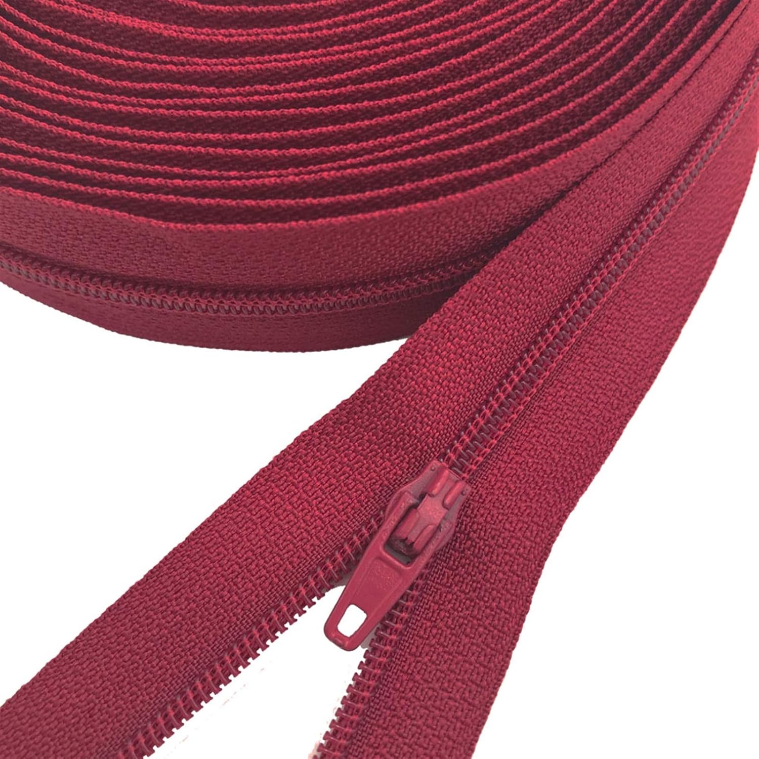 Nylon Zippers, Nylon Coil Zippers 3 Meters Multicolor with Pack of 5 Auto Lock Zipper Sliders(134 Pink)
