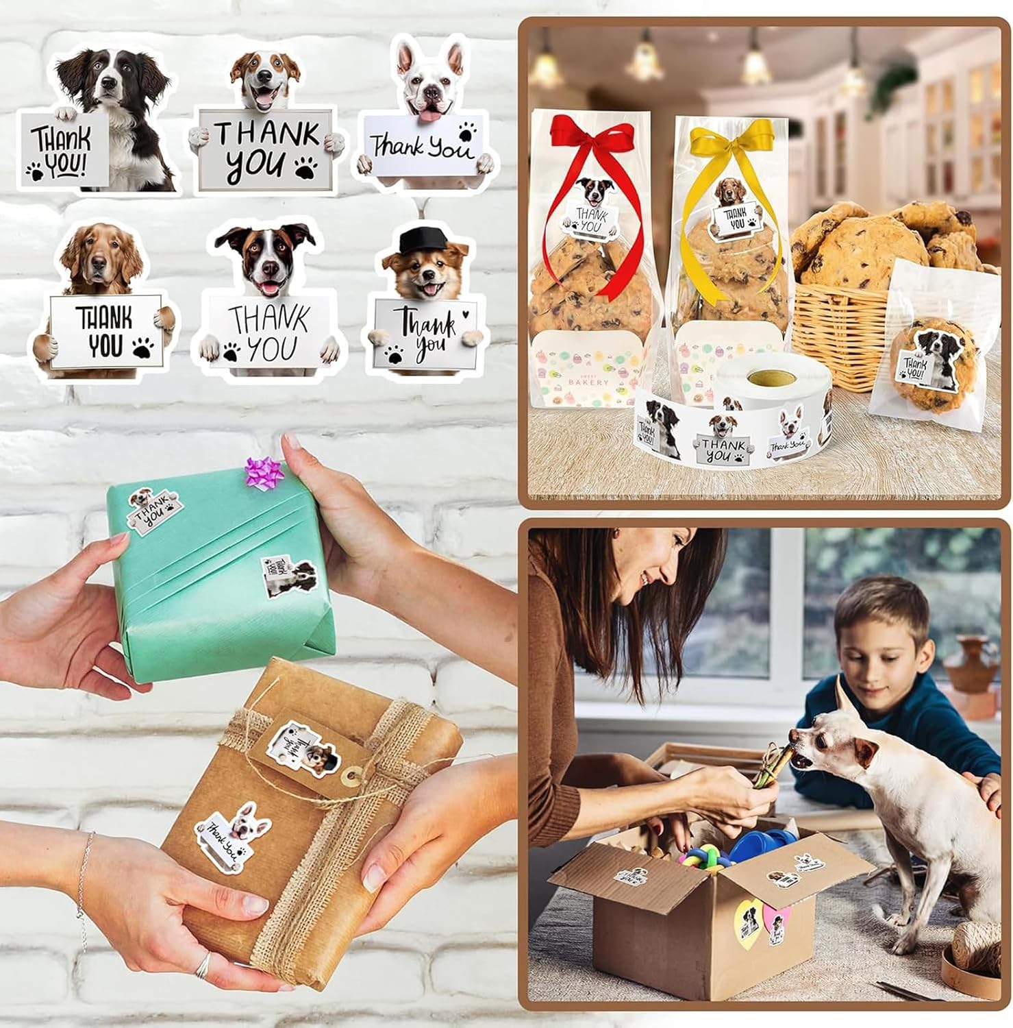 Dog Thank You Stickers,1000pcs 1.5 Inch Eye-Catching Packaging Label Stickers Self-Adhesive Labels for Envelopes Gift Wrap Craft (Dog) image 5