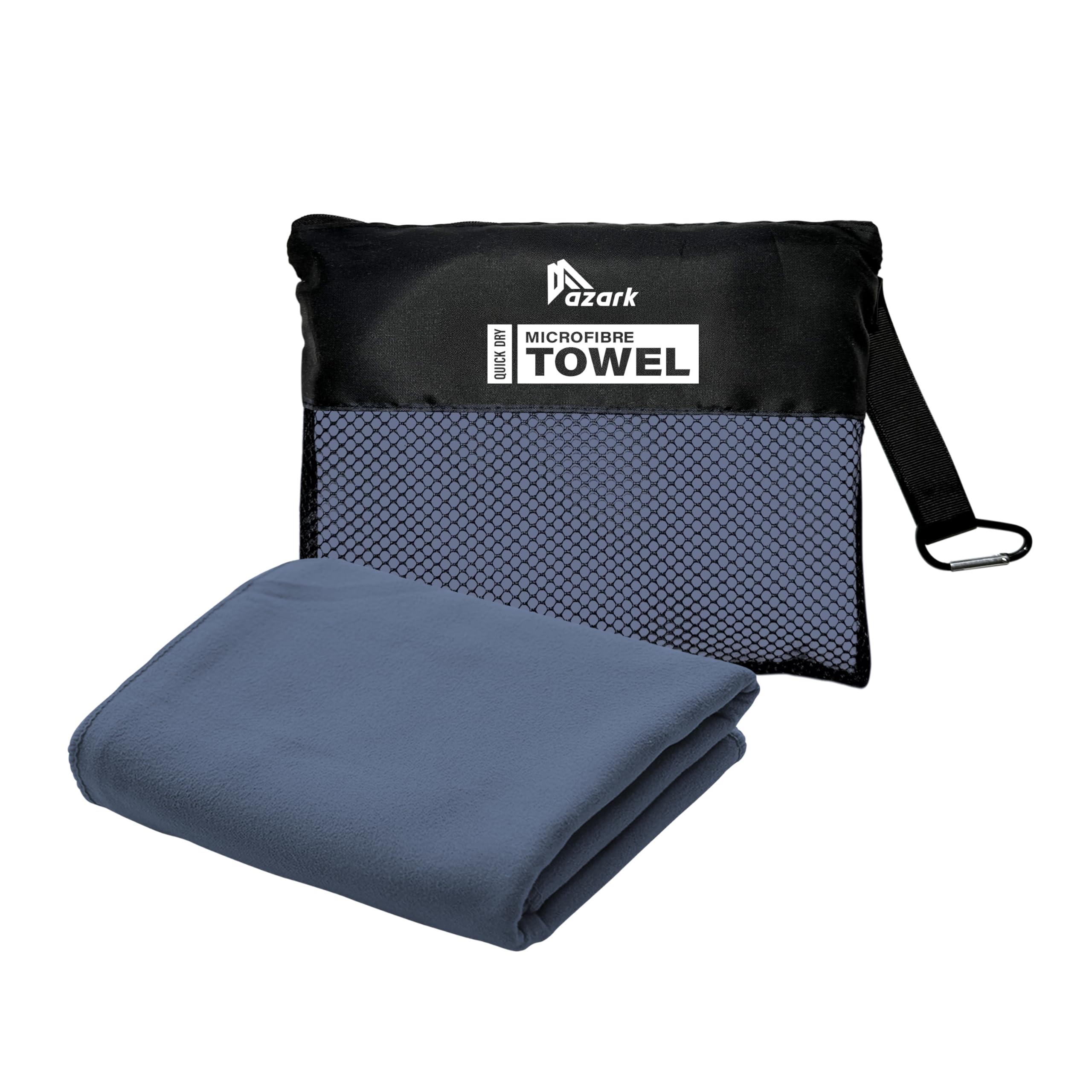 azark Microfibre Towel – Quick Dry, Lightweight & Super Absorbent – Gym, Travel, Yoga, Camping & Beach – Soft & Durable – Multiple Sizes (Navy, X Large)