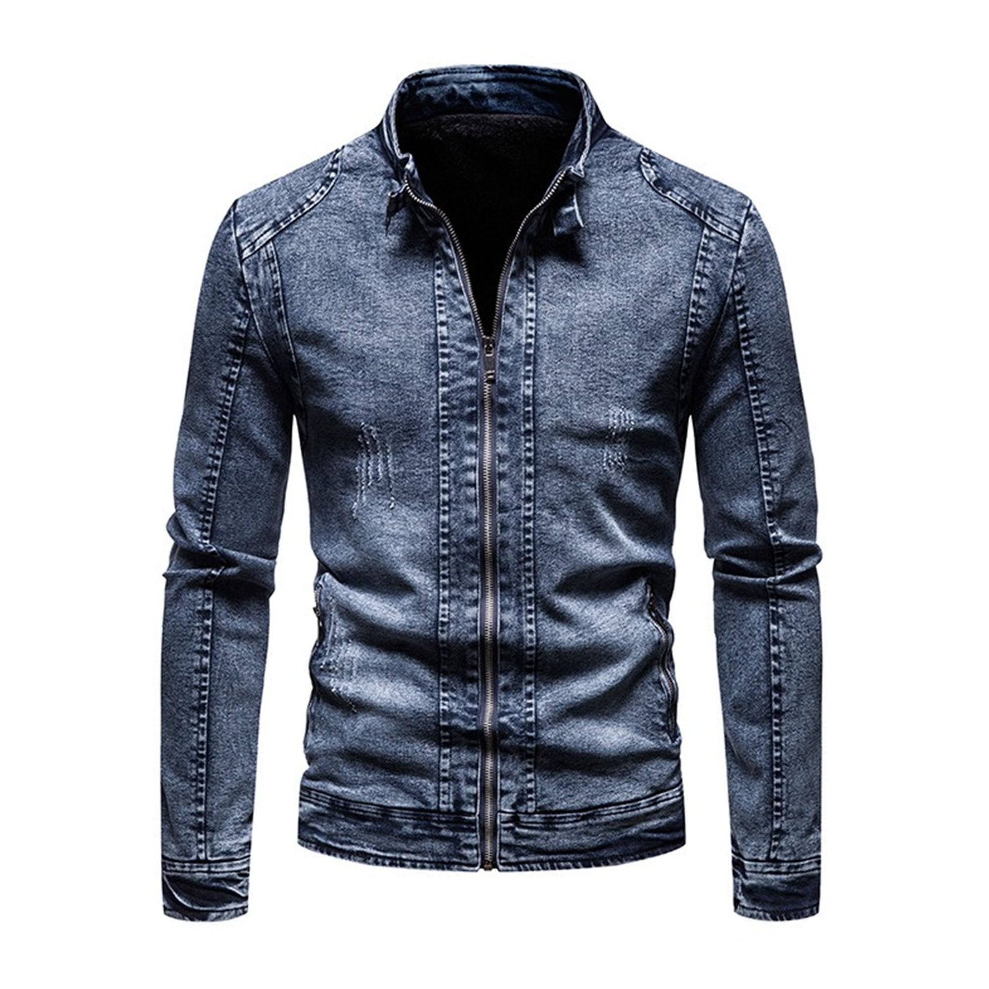 Męski płaszcz pilota, z pełnym zamkiem błyskawicznym, slim fit, stójka