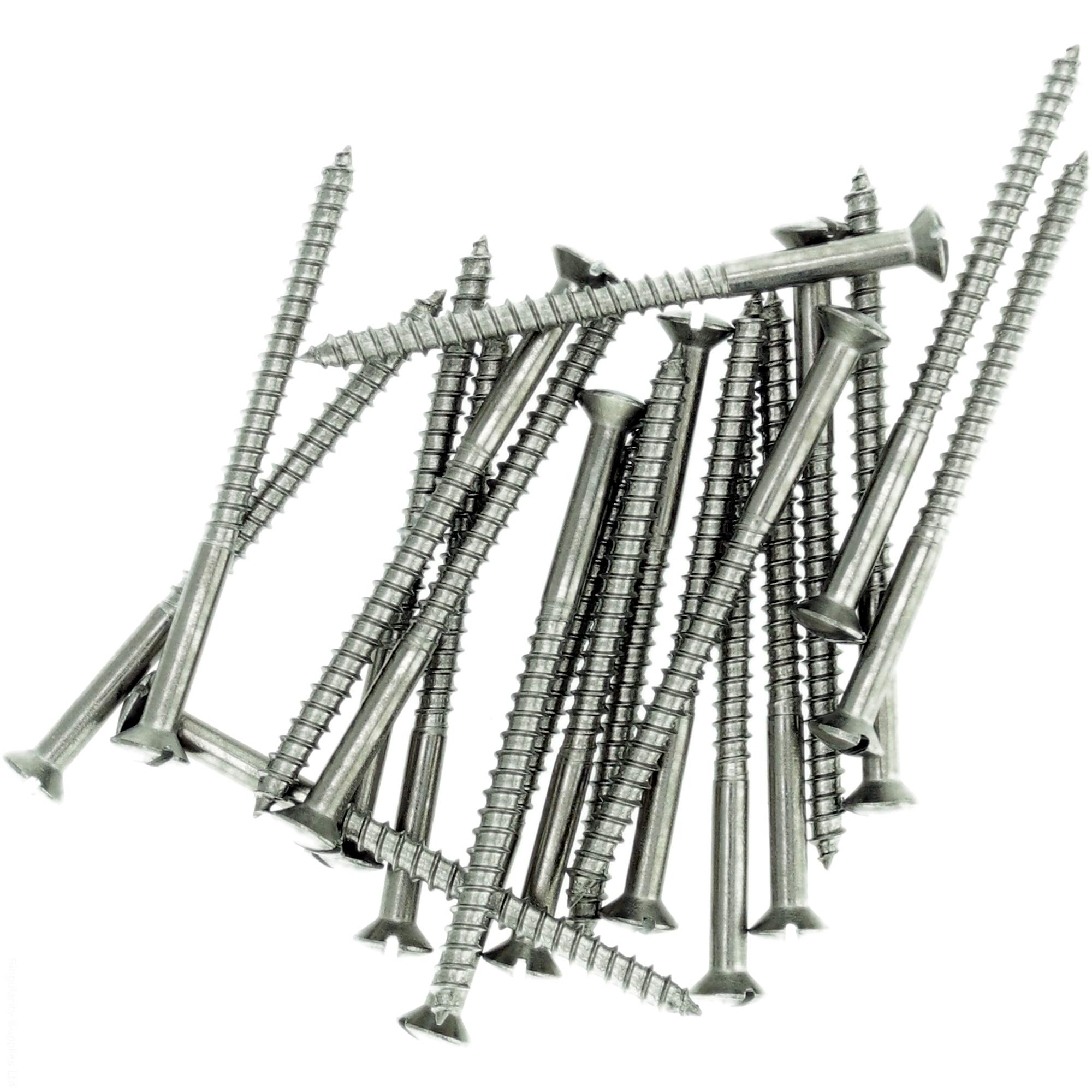 Singularity Supplies No.4 X 1.18 (3.0Mm X 30Mm) Slot Raised Countersunk Wood Screw - Stainless Steel (A2) (Pack Of 20)