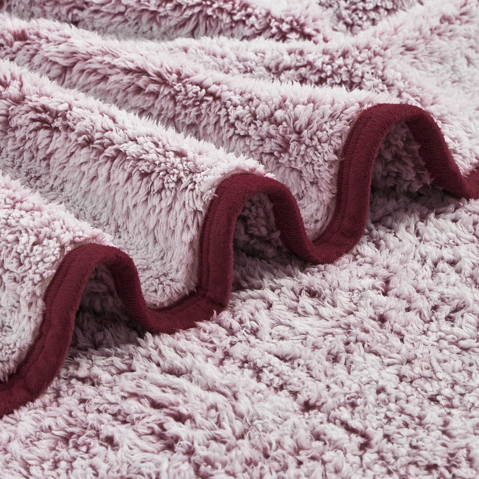 EMME Sherpa Blanket Throw Size Ultra Soft Warm Fuzzy Fleece Throw Blanket Microfiber Cozy Blanket for Couch Sofa Lightweight Fuzzy Thick Reversible Couch (Red - Image 3