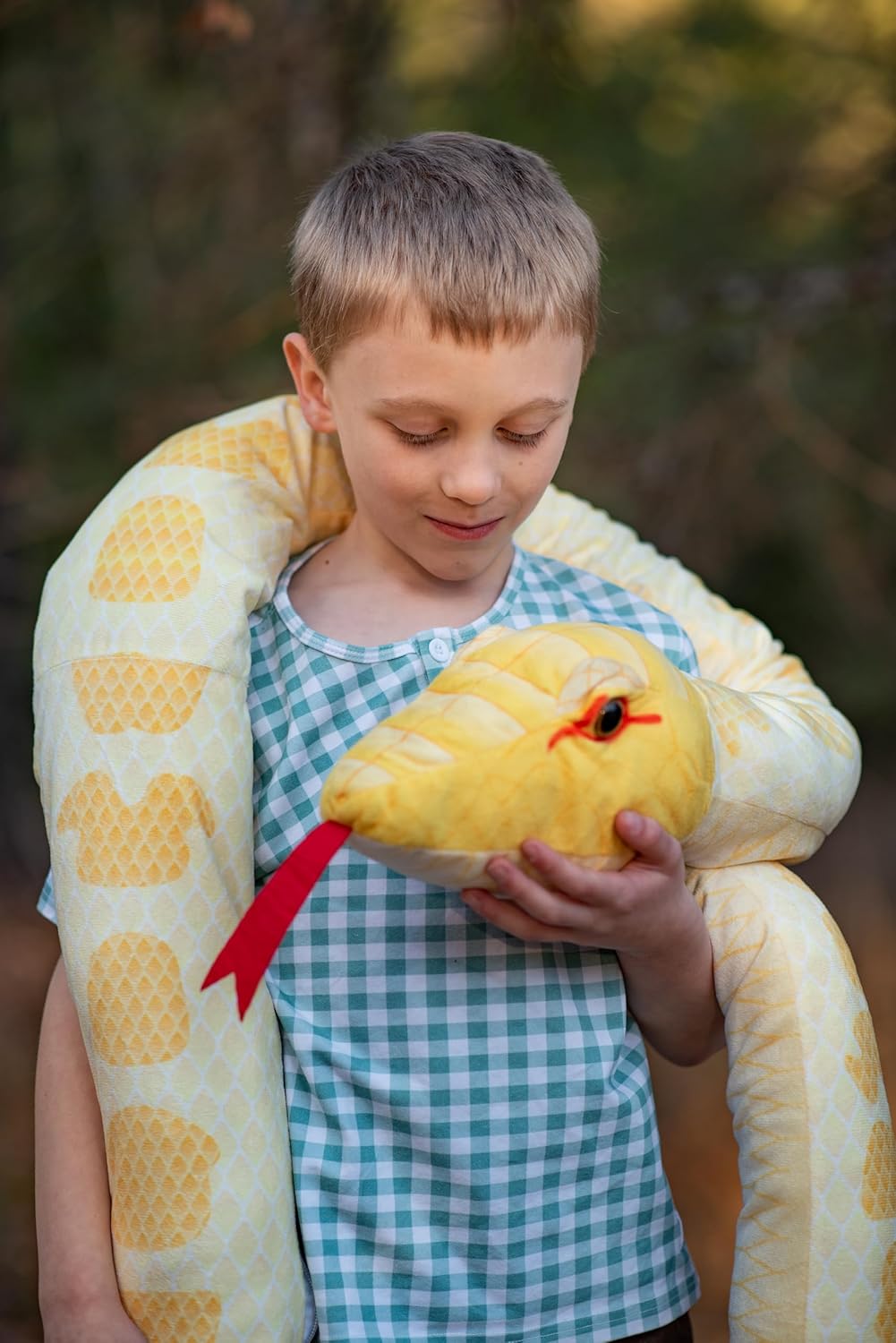 MorisMos Giant Snake Stuffed Animal Mommy with Babies, Realistic Stuffed Snakes Plush Toy, Long Boa Constrictor for Kids, Girls, Boys, Halloween, Yellow, 120in