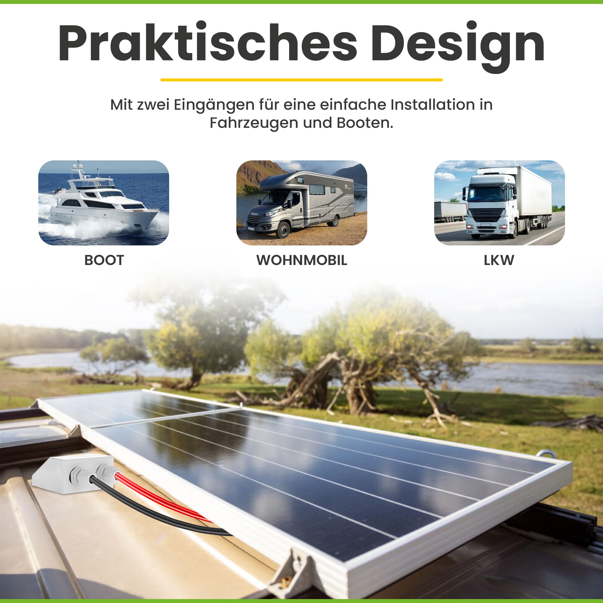 Offgridtec 006575 prowadnica kabla dachowego, 2 x wlot kabla, wytrzymały, biały ABS do przyczepy kempingowej, łodzi, kabli solarnych itp., 1 szt.