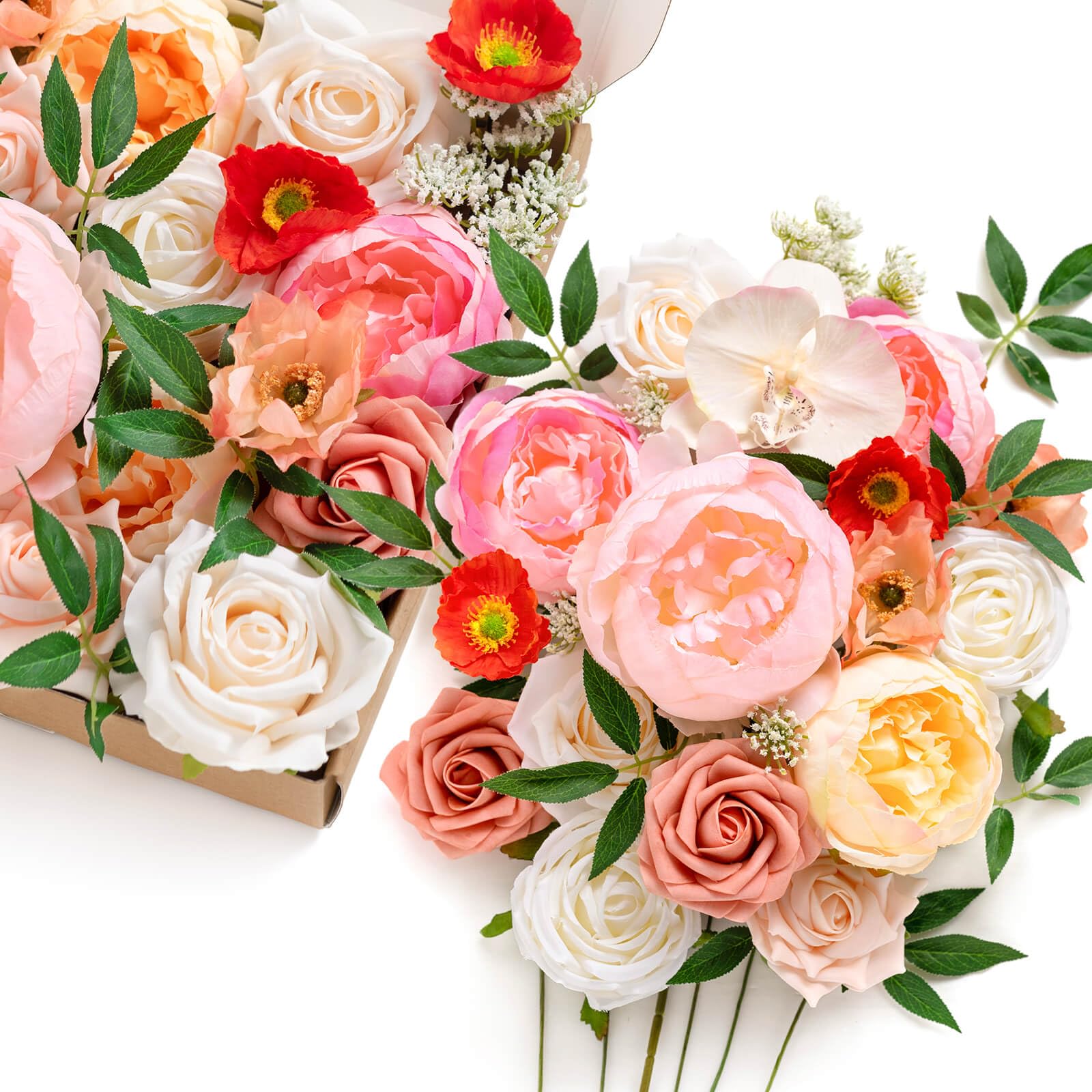 Ling's moment Artificial Flowers Box Set Aromatic Coral for DIY Wedding Bouquets Centerpieces Arrangements Party Baby Shower Home Decorations