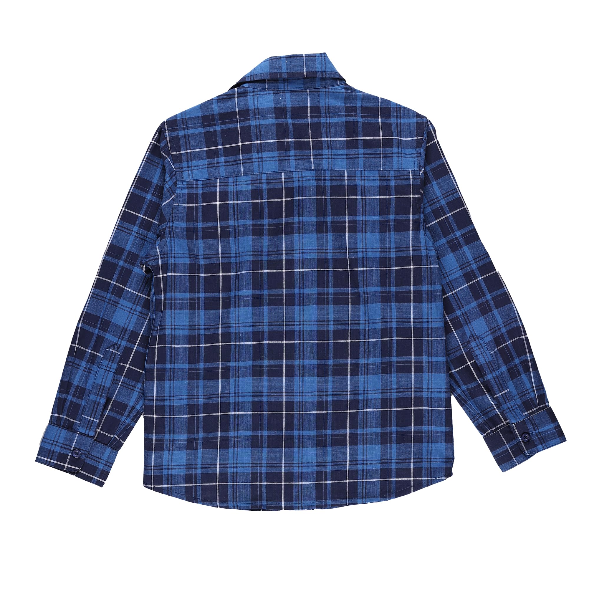SPYBY Boys Navy Color Check Spread Collar Full Sleeve Shirt 1