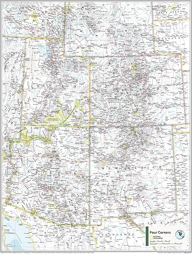National Geographic Maps Four Corners U.S.A - Mapa de pared, 31 x 24 pulgadas