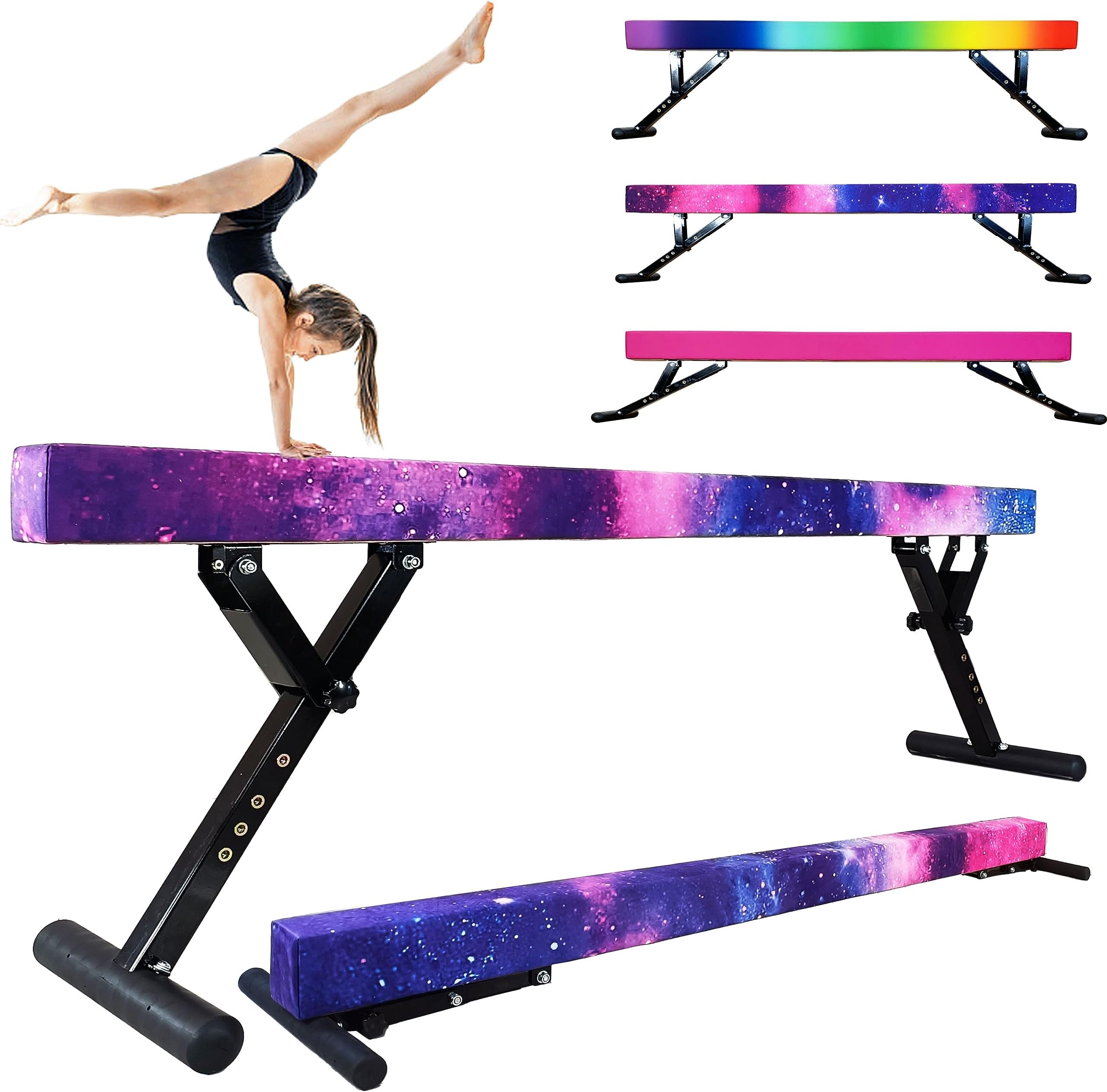 Seliyoo Adjustable Balance Beam for Kids -8FT Gymnastics Beam for All Gymnastic Levels, High and Lower Floor Beams,Gymnastics Equipment for Teens Adults Home and Gym Use