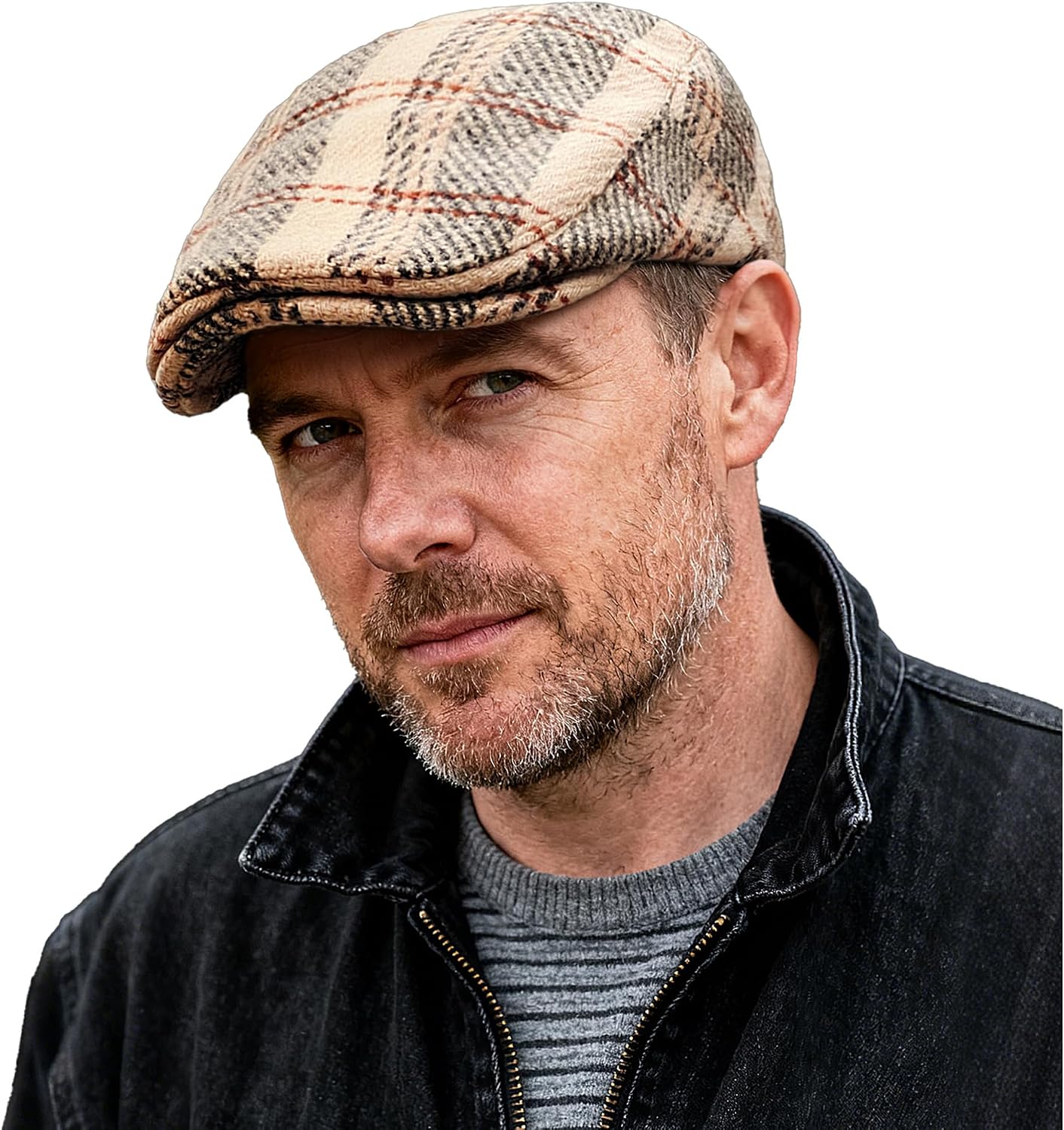 Croogo Mens Plaid Newsboy Cap Flat Cap Adjustable Ivy Gatsby Cabbie Driving Golf Hat Beret Duckbill Hat