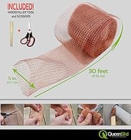 Vista 3 de QueenBird Copper Mesh Rodent Control – 5" x 30 ft Roll – 100% Pure Copper for Hole Blocking, Distilling & DIY – Includes Scissors & Tool