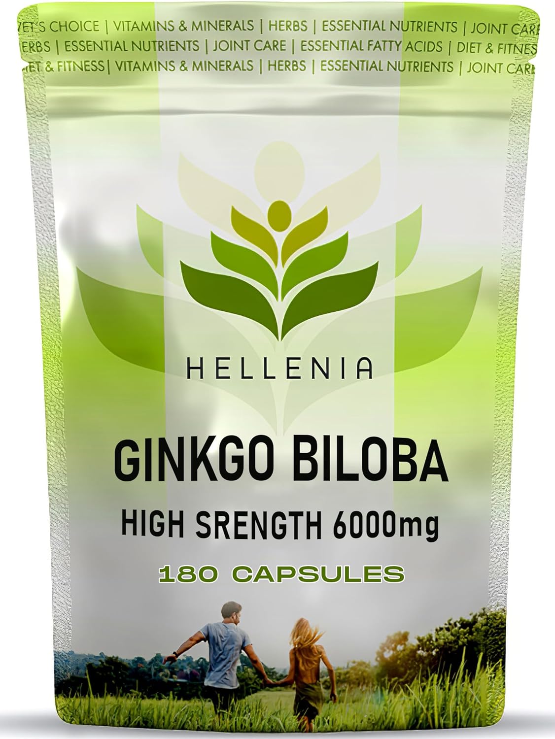 Ginkgo Biloba High Strength Capsules | 6000mg Highly Dosed | 50:1 Extract – 180 Capsules | Ginkgo Biloba 6000mg | Suitable for Vegans – Manufactured in The UK by Hellenia