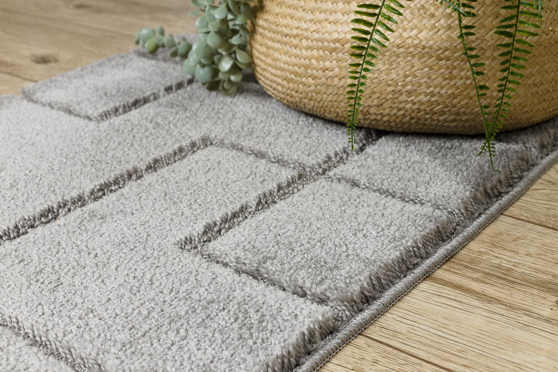 rugsx Alfombra de baño SUPR Lines, Líneas, Alfombra baño Antideslizante, Suave y Lavable, Gris 60x100 cm
