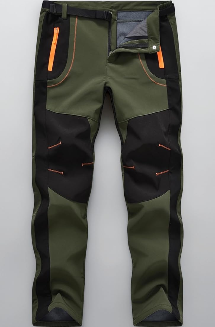 Fleece Lined Winter Pants TBMPOY Men's Waterproof Snow Ski Pants - Fleece Lined Winter Hiking Camping Ice Fishing Trousers With Belt Pheasant Hunting Pants - View #5