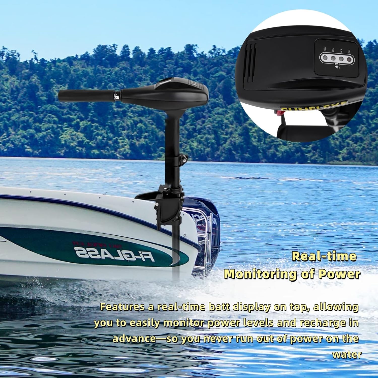 12v Thrust Saltwater Transom Mounted Trolling Electric Trolling Motor with Brush Motor and Retractable Control Handle, 660 lbs Ultimate Thrust, 3 Leaves Propeller