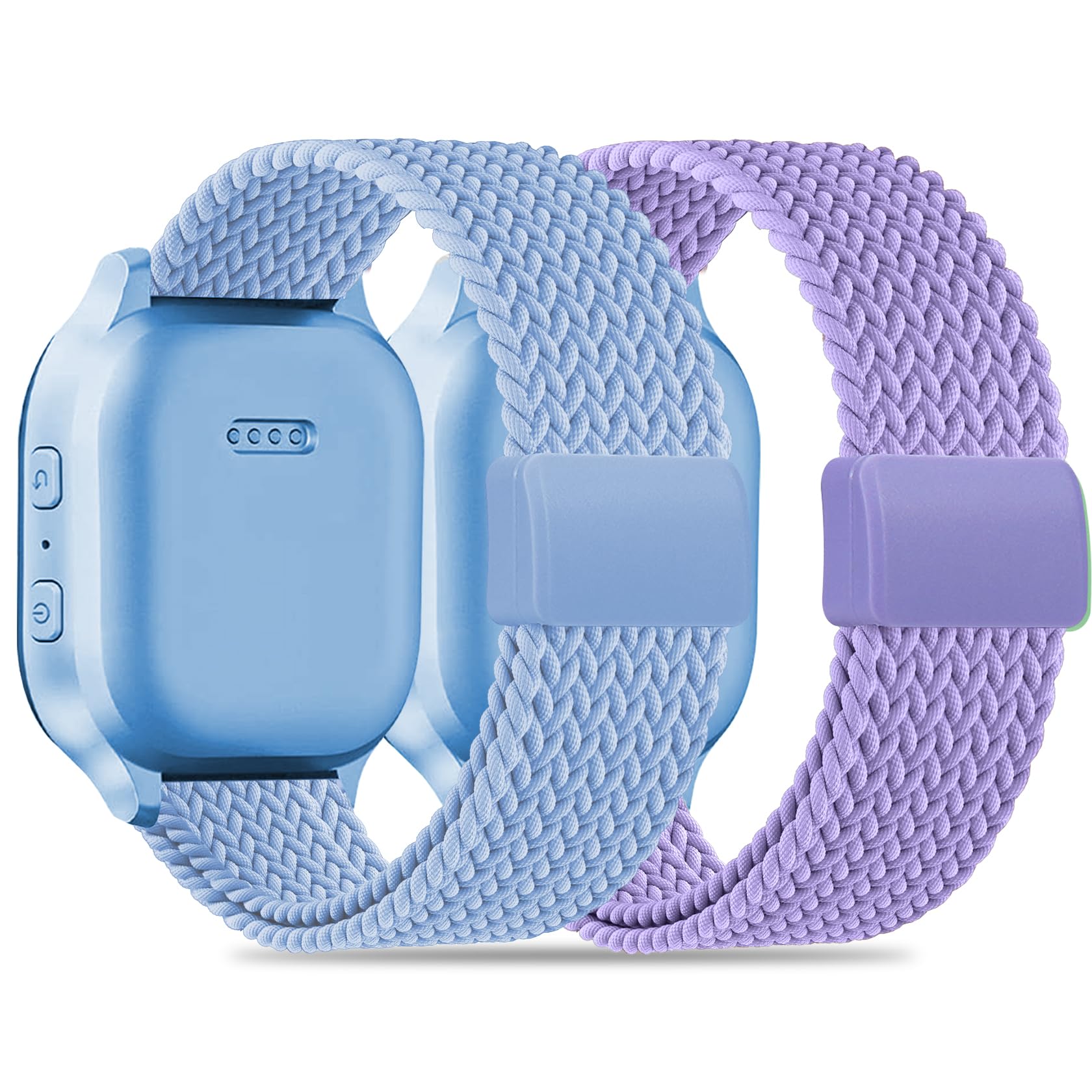 Magnetic Braided Band Compatible with Cosmo JrTrack 5/4/3/2 SE/2/JrTrack &amp; Gizmo Adventrue 3 3 2 1/Gabb 3e 3 2 1/SyncUP Watch 2 1, 2 Pack Soft Breathable Strap Easy Buckle for Small Wrist