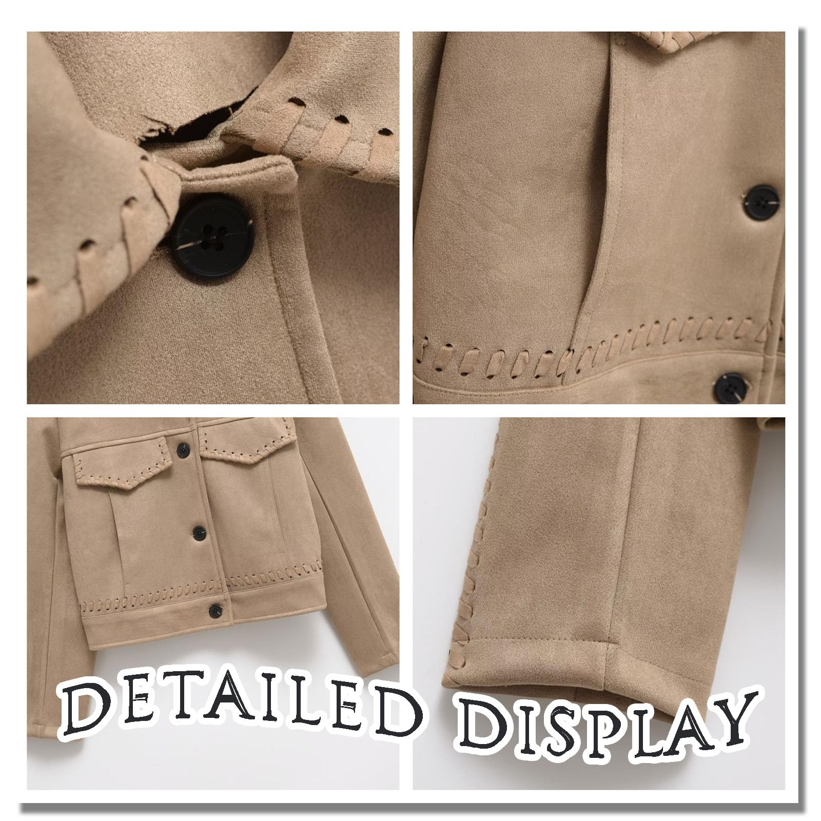 Chaqueta corta de gamuza sintética para mujer, abrigos de invierno beige, ropa de exterior, casual, ligera, moderna, chaquetas de cuero para salir