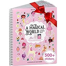 Cupkin Princess Sticker Book Activity for Kids, A Magical World by Cupkin, Toddler Airplane Travel Essentials, 500+ Stickers for Kids 12 Scenes + Coloring Book Pages, Princess Gift, Crafts Ages 2-8