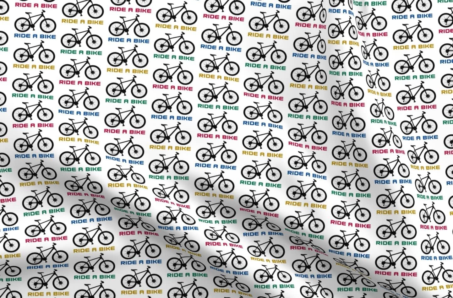 Spoonflower Fabric - Bike Bikes Mountain Bicycles Cycling Printed on Upholstery Velvet Fabric Fat Quarter - Upholstery Home Decor Bottomweight Apparel