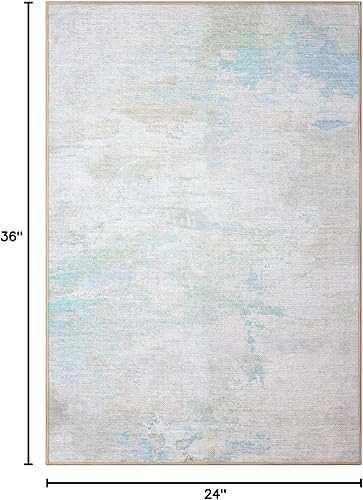 Miniatura 2 de Alfombra de entrada de 2 x 3 pies, resistente a las manchas, lavable, con parte trasera de goma antideslizante, alfombra bohemia envejecida de pelo