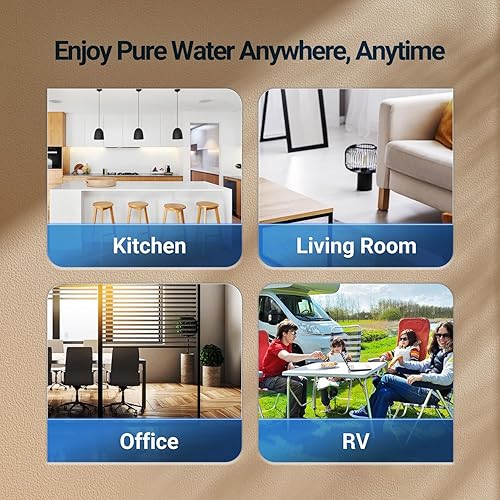 Miniatura 8 de PUREPLUS Sistema de filtración de agua de ósmosis inversa para encimera, filtración de agua de encimera de 5 etapas, dispensador de agua caliente