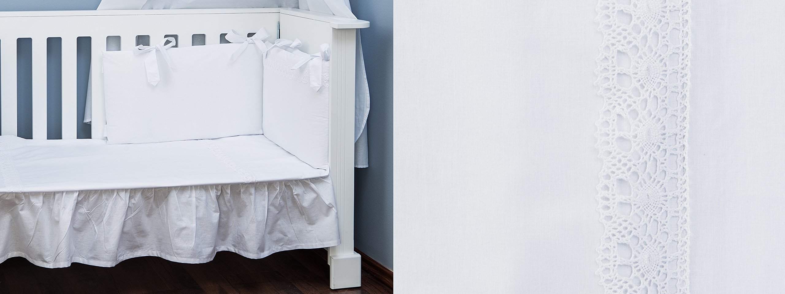 Housse De Couette Nordique Du Lit Bébé 60x120cm Et Taie D'oreiller (90x120cm, 30x60cm)- 100% Coton - Vizaro - Broderie Blanche