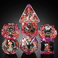Vista 42 de Juego de dados de juego D&D de White Cat Gaming, DNDND 7 piezas de dados de resina DND con bolsa de terciopelo para juegos de rol y juegos de mesa