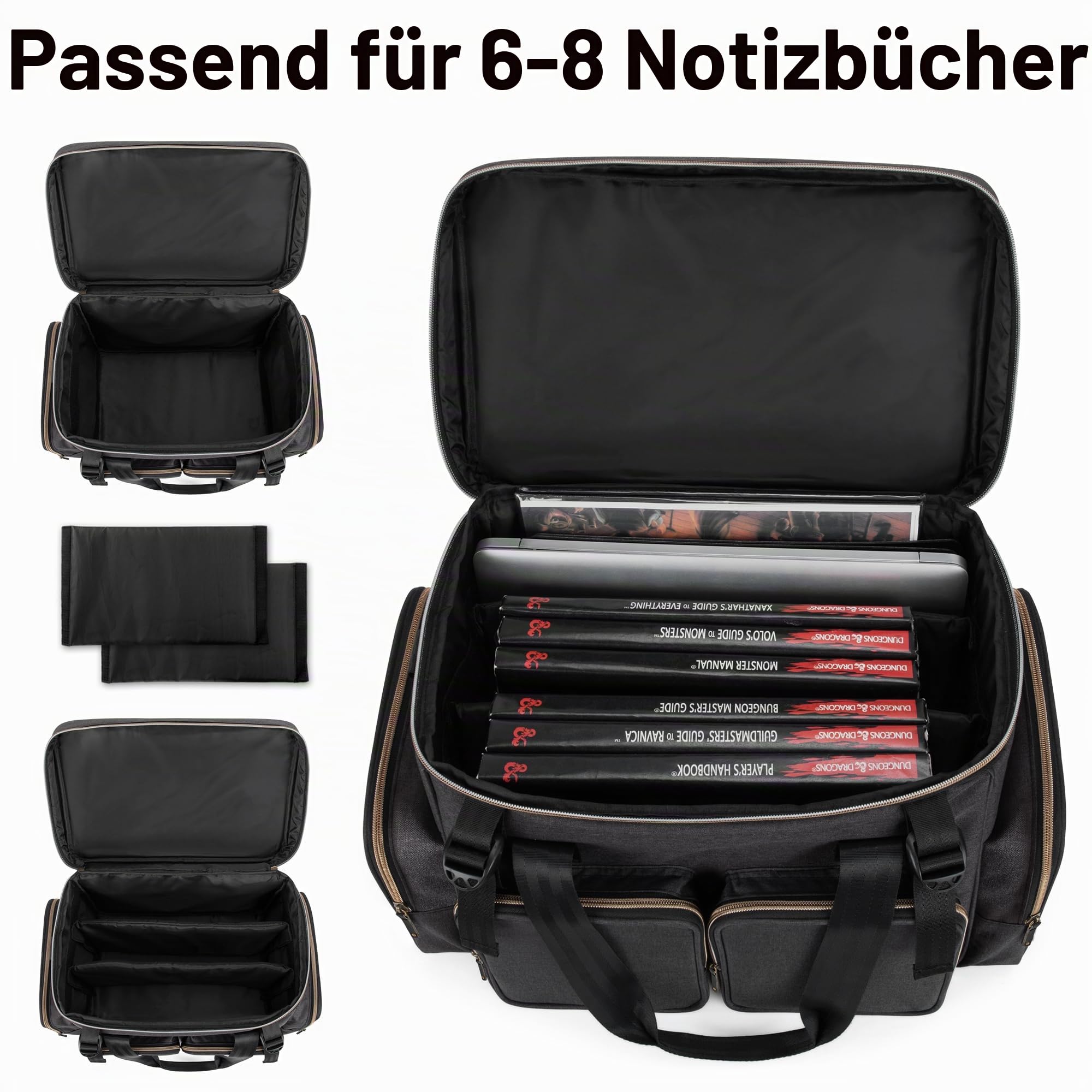Trunab Tabletop RPG Abenteurer Tasche Kompatibel mit Dungeons und Dragons, DND Reisetasche mit Schaumstoff-Lagerungsraum, Würfel- und Token-Taschen und Battle Map Träger