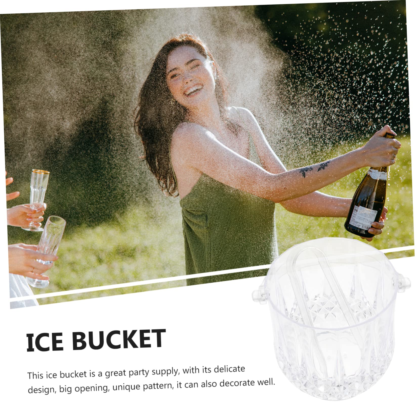 Garneck Luxury Round Ice Buckets for Parties 2-piece Set Handles for Easy Transport for Wedding Picnic