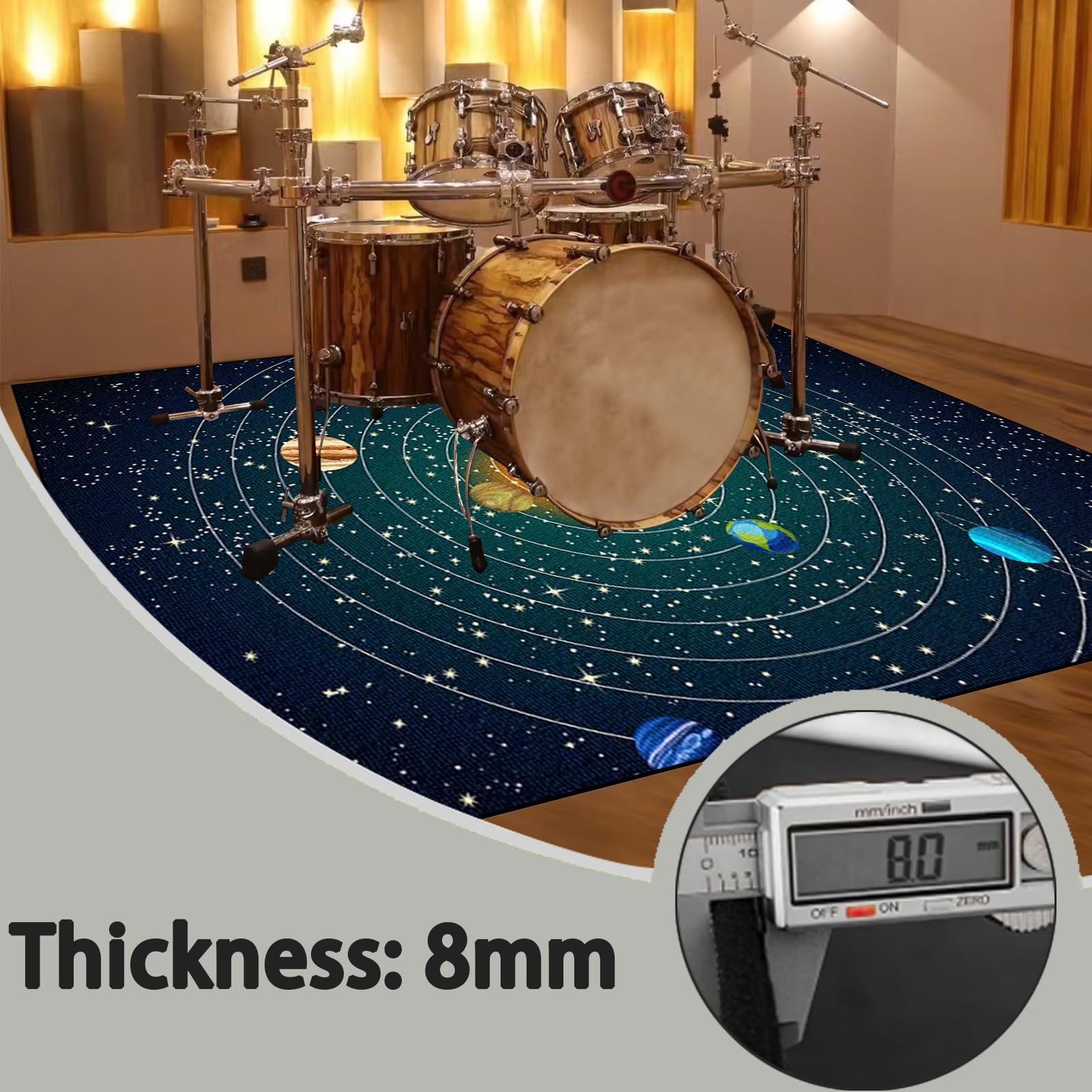 Tapis de Tambour antidérapant, insonorisant, 170 x 140 cm Tapis de Batterie Électronique Non Glissant Tapis à Tambour Insonorisé pour Kits de Batterie, Grosse Caisse, Caisse Claire et Piano