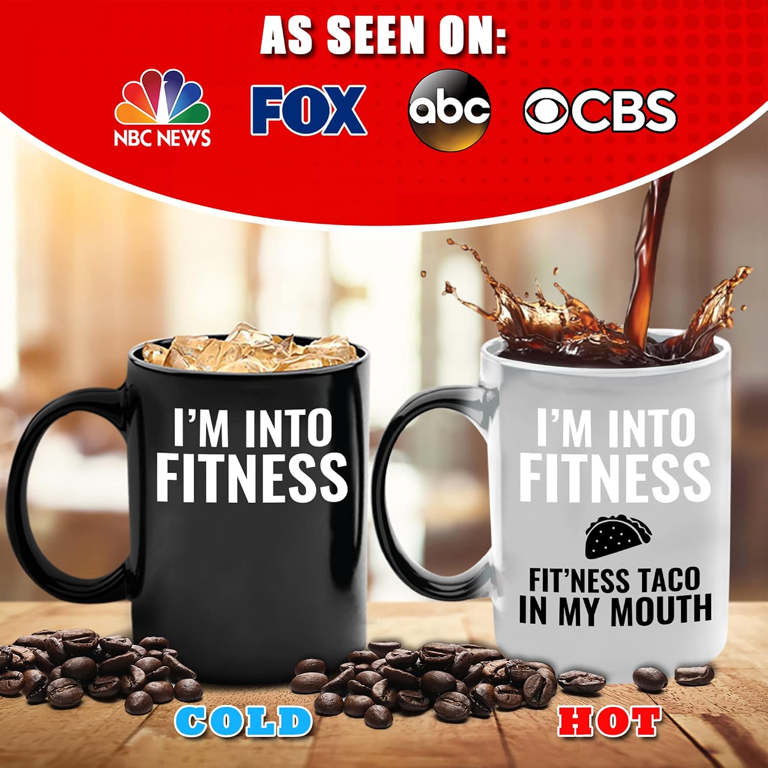 Color-Changing Tea Mug 12oz - I'm into Fitness, Fit'ness Taco in My Mouth - Cute Coffee Mugs for Women or Cool Cups for Men. Best Ceramic Coffee Cups & Coffee Stuff for Xmas image 4