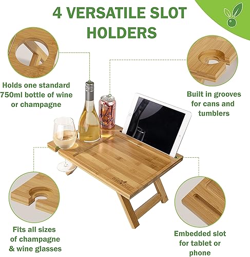 Miniatura 4 de Mesa de vino portátil, una mini bandeja plegable de picnic para la playa, camping, caravana, conciertos al aire libre, desayuno en la cama o antes