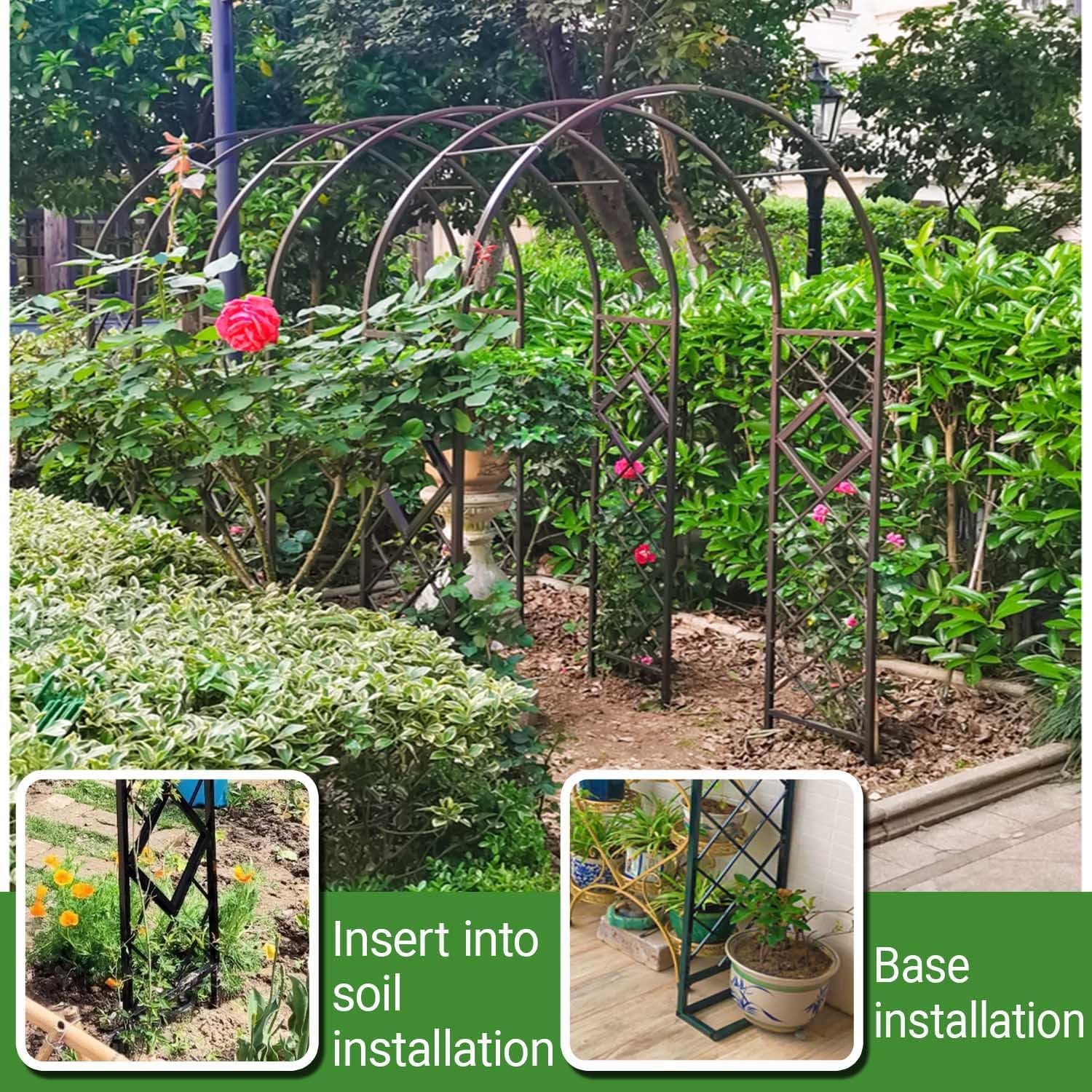 Metal Garden Arch Trellis Outdoor Garden Arbor Pergola for Climbing Plants, Outdoor Wedding Arches for Lawn, Patio and Backyard(White,W5.2 X H7.5ft)
