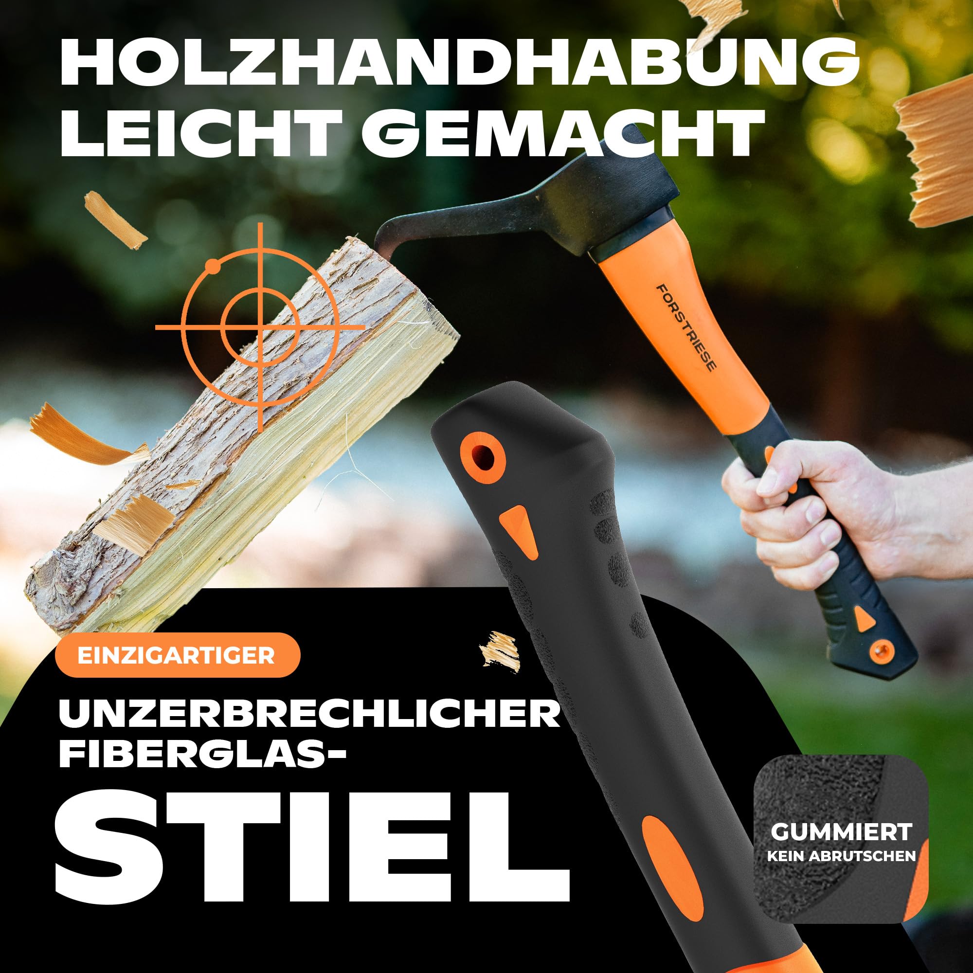 Sappie - Herramienta Forestal Sapie TX37 de 37 cm, Mango de plástico de Fibra de Vidrio inastillable, con Agarre ergonómico para un Agarre Seguro, Forst Zappi