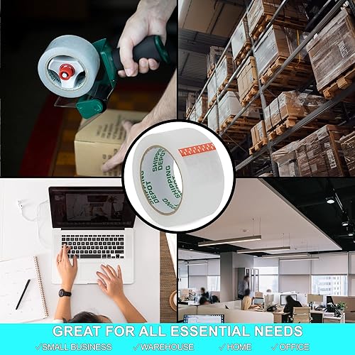 Miniatura 5 de Cinta de embalaje transparente (144 rollos) industrial de 2 mil a 2 pulgadas x 110 yardas para embalaje, envío, cajas de mudanza, recarga para