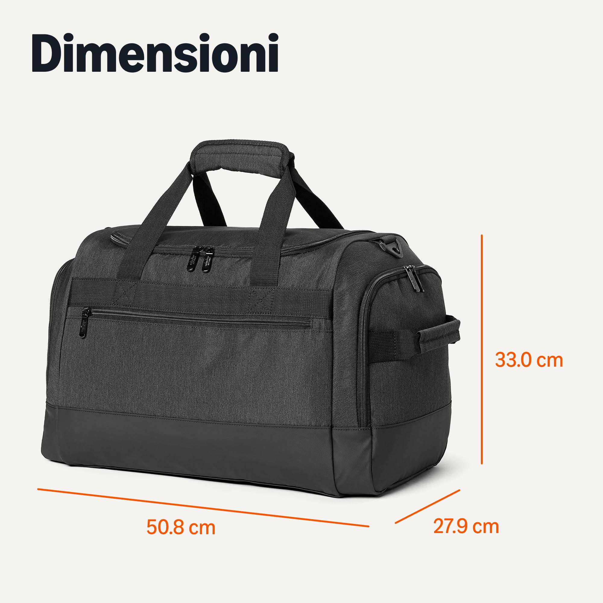 Amazon Essentials - Borsone leggero con tasca impermeabile e scomparto per le scarpe, 50.8 cm, Nero