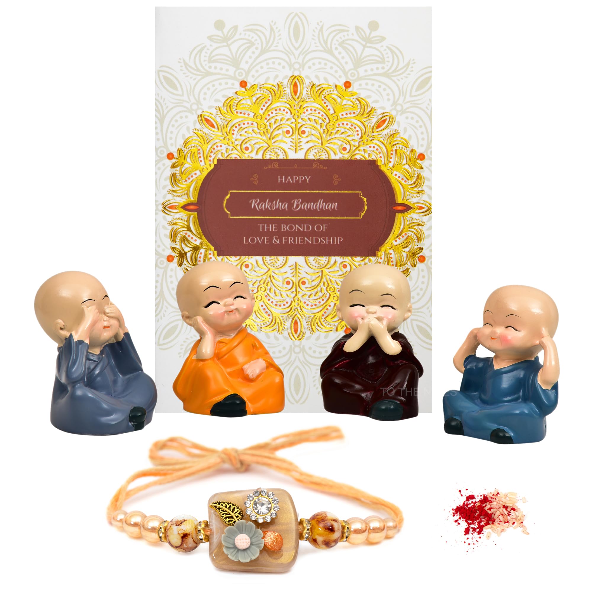 To The Nines Elegant Rakhi with Gift Set for Brother [Gift Combo - Rakhi with Cute Polynesin Monk Set of 4, Tilak Material & Greeting Card] (B09BB6RJ18) Amazon Price History, Amazon Price Tracker