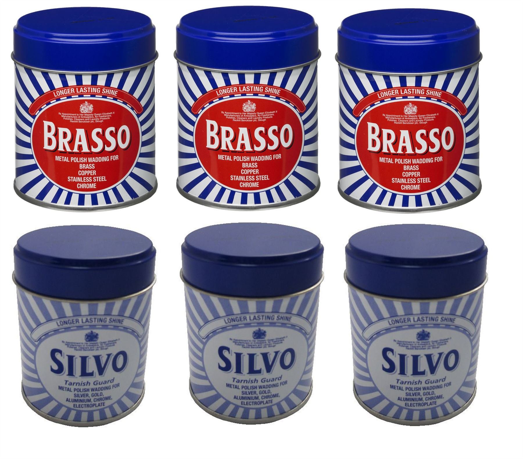 Lot de 6–3 x Brasso ouate duraglit 3 x SILVO ouate duraglit polonais Boîtes