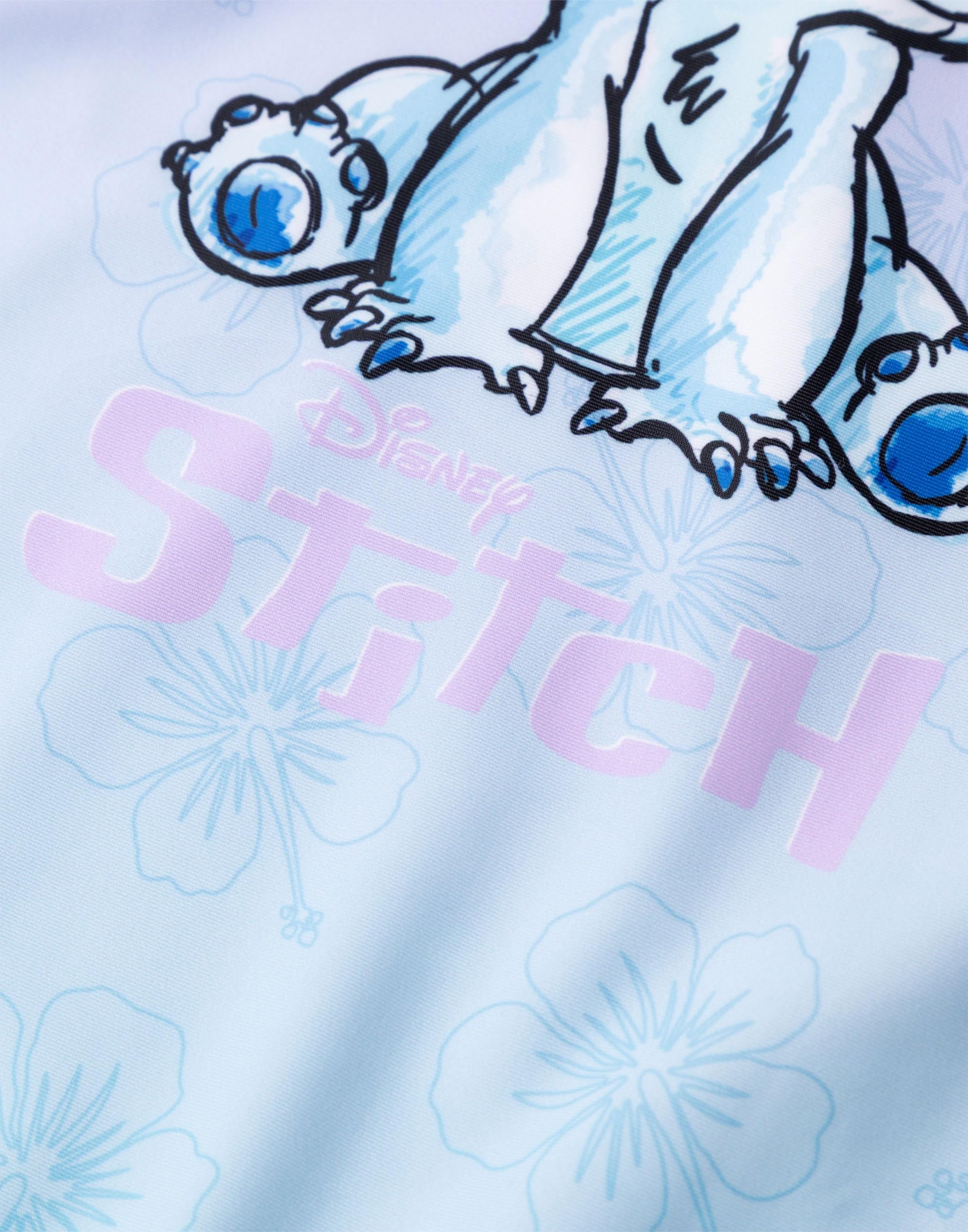 Disney Lilo & Stitch Traje de baño de 1 Pieza Floral Azul y Morado para niñas | Traje de baño sin Mangas con Personaje de Puntada | Ropa de Playa sin Cordones para niños