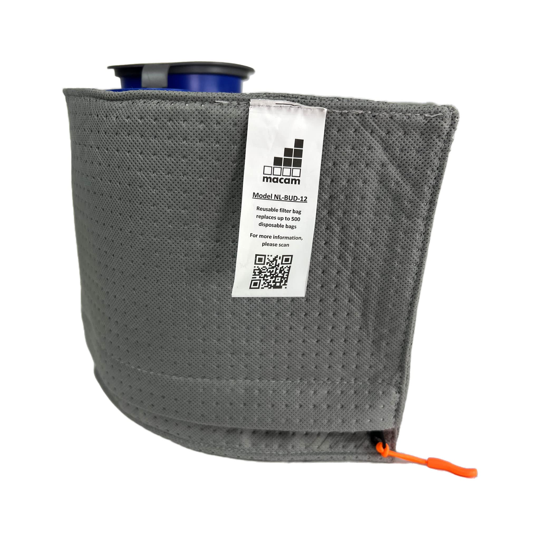Macam resuable dust bag for Nilfisk Buddy 12 and Buddy 18 vacuums (BUDDY 12), White - Image 3
